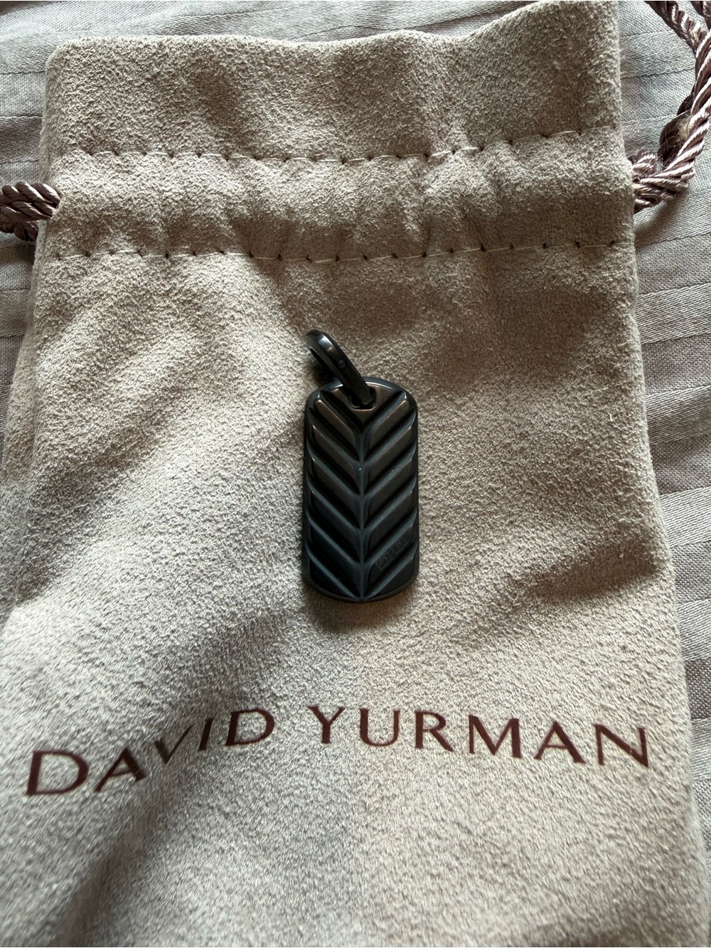 David Yurman Black Chevron Dog Tag Pendant - Men's Necklace Charm